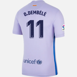 FC Barcelona Ousmane Dembele 11 Venkovní Dres  2021/22 – Krátký Rukáv